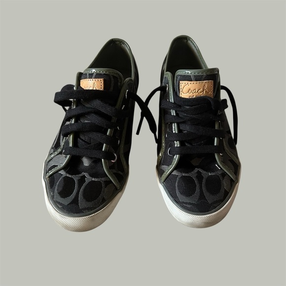 Coach Black and Olive Lace-Up Sneakers - Picture 1 of 8